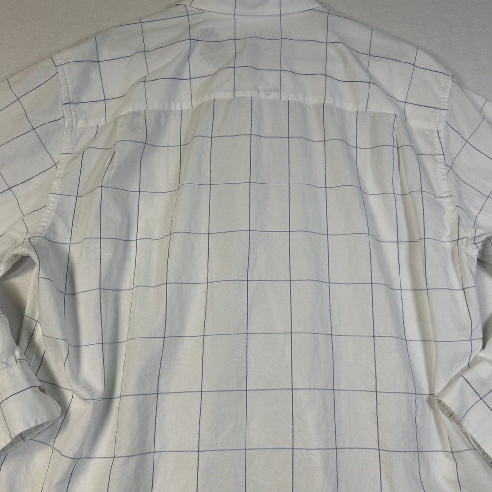 Tommy Bahama Mens XL Button Down Shirt White Blue Windowpane Fern Long Sleeve - Picture 10 of 11